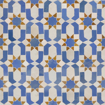 Mosaic House Moroccan tile Dazzle SQ 1-2-8 White Light Blue Ochre  zellige, mosaic, zellij, field, pattern, glaze, intricate, classic, traditional, complex 